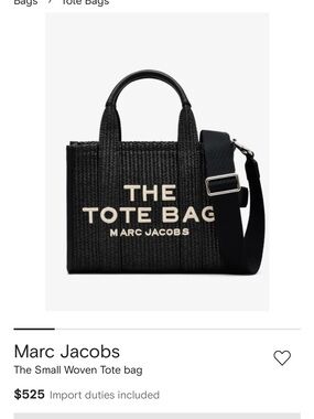 Marc Jacobs Black Rafia Small Tote Bag